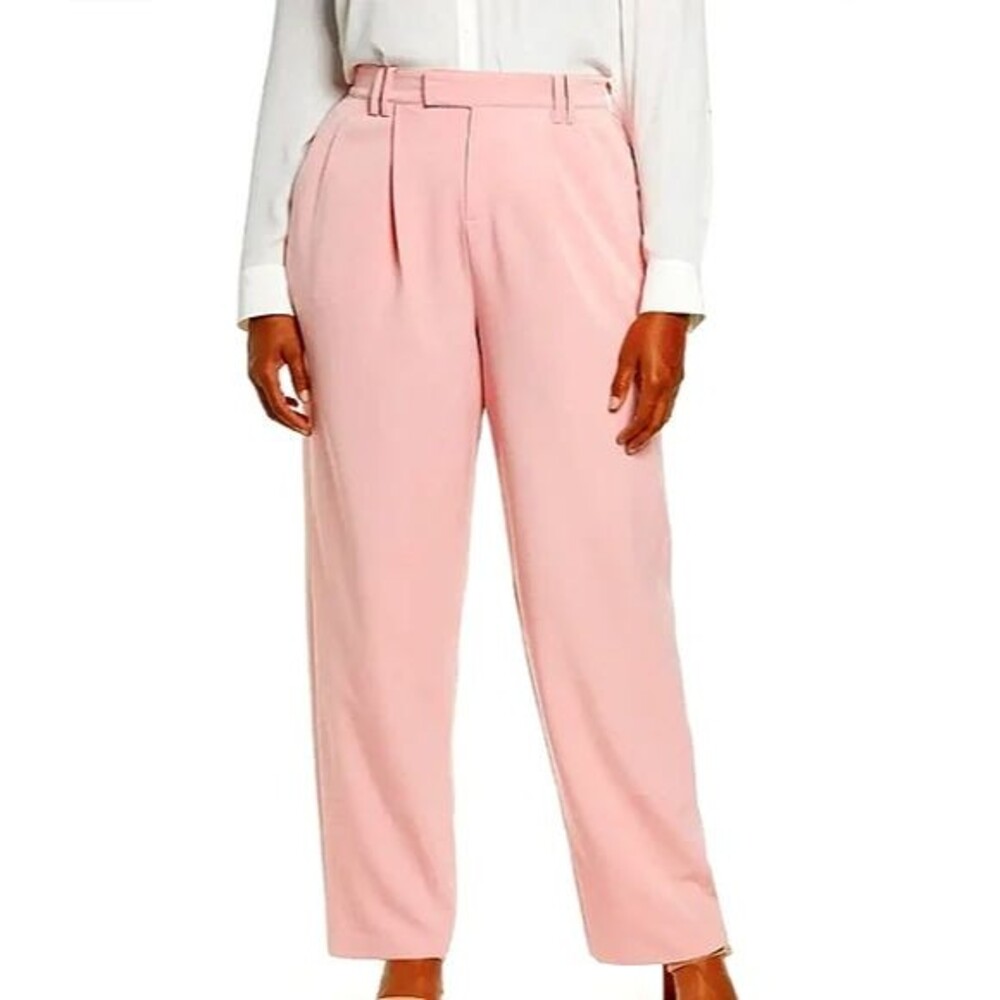 Chloe Straight Leg, High Rise Trousers Pink Pants, 11 HONORE' - Soft Pink, 16